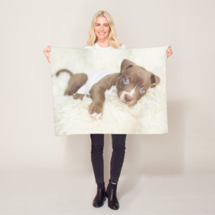 Cutest Baby Animals Baby Pit Bull Puppy Fleece Blanket