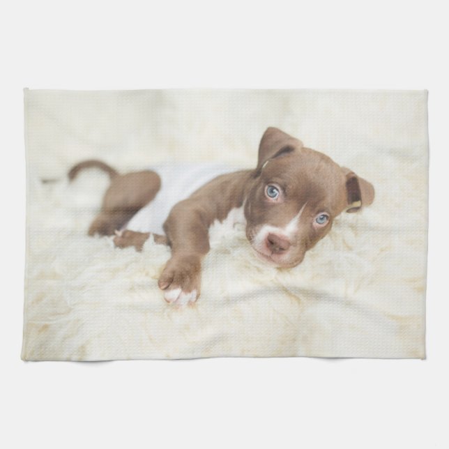 Cutest Baby Animals | Baby Pit Bull Puppy Tea Towel (Horizontal)