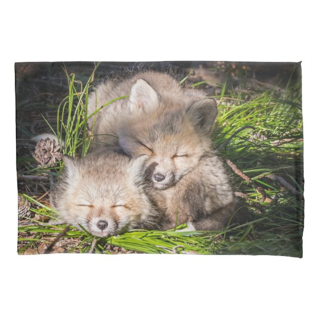 Cutest Baby Animals | Baby Red Fox Kits Sleeping Pillowcase (Front)