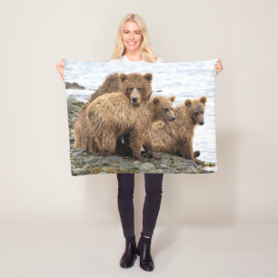 Cutest Baby Animals Bear & Cubs Fleece Blanket