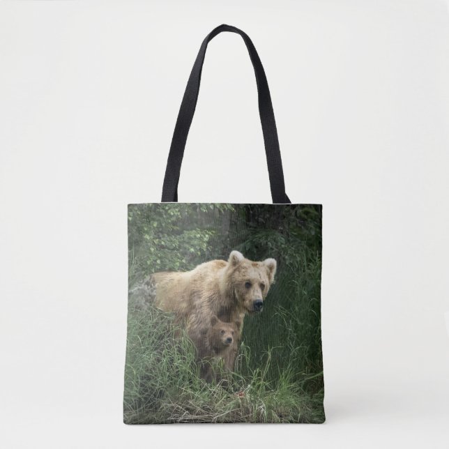 Cutest Baby Animals | Bear Mama Bear & Her Cubs Tote Bag (Front)