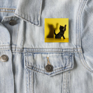 Cutest Baby Animals   Black Cat Playing 15 Cm Square Badge