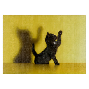 Cutest Baby Animals Black Cat Playing Cutting Board