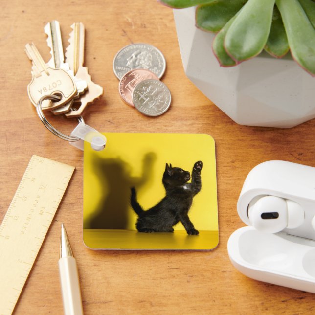 Cutest Baby Animals | Black Cat Playing Key Ring (Desk)