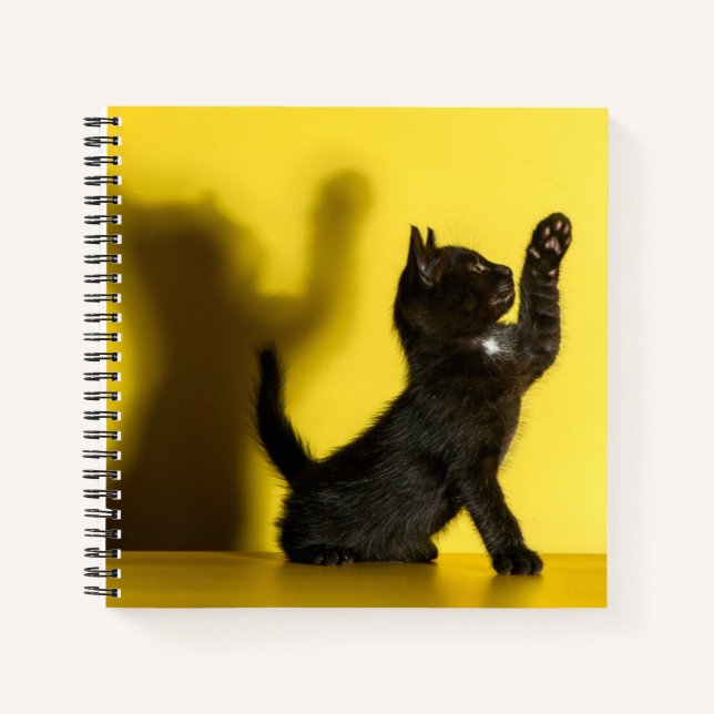 Cutest Baby Animals | Black Cat Playing Notebook (Front)