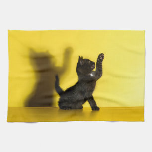 Cutest Baby Animals   Black Cat Playing Tea Towel