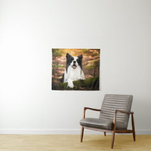 Cutest Baby Animals Black & White Border Collie Tapestry