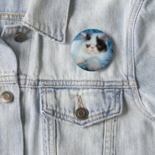 Cutest Baby Animals Black & White Kitten 6 Cm Round Badge
