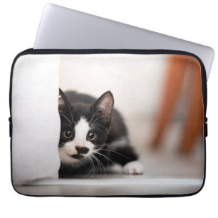 Cutest Baby Animals Black & White Kitten Laptop Sleeve