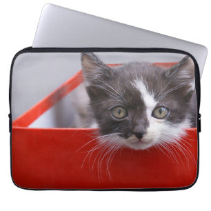 Cutest Baby Animals Black & White Kitten Laptop Sleeve