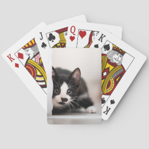 Cutest Baby Animals Black & White Kitten Playing Cards