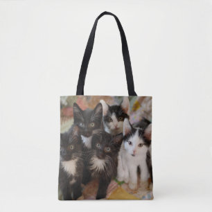 Cutest Baby Animals Black & White Kittens Tote Bag