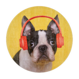 Cutest Baby Animals   Boston Terrier Headphones Cutting Board