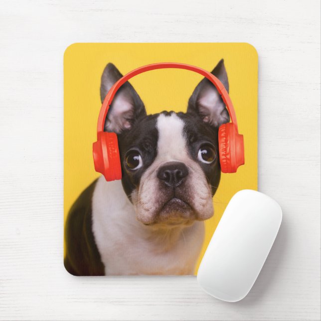 Cutest Baby Animals | Boston Terrier Headphones Mouse Pad (With Mouse)