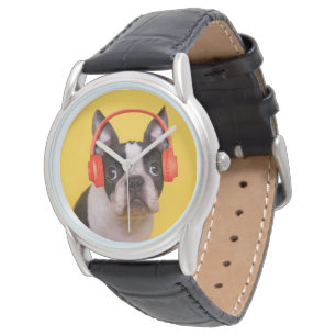 Cutest Baby Animals Boston Terrier Headphones Watch