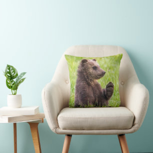 Cutest Baby Animals Brown Bear Cub Wave Cushion