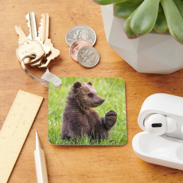 Cutest Baby Animals | Brown Bear Cub Wave Key Ring (Desk)