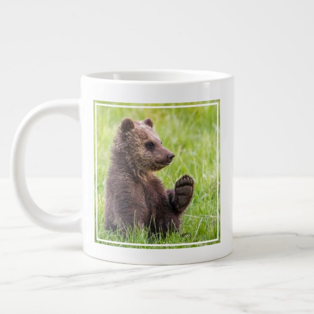 Cutest Baby Animals | Brown Bear Cub Wave Large Coffee Mug (Left)