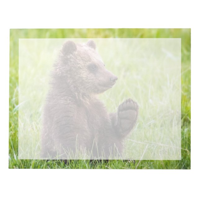 Cutest Baby Animals | Brown Bear Cub Wave Notepad (Front)