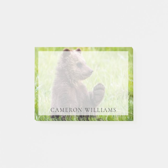 Cutest Baby Animals | Brown Bear Cub Wave Post-it Notes (Front)