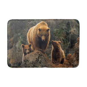 Cutest Baby Animals Brown Bear Family Bath Mat