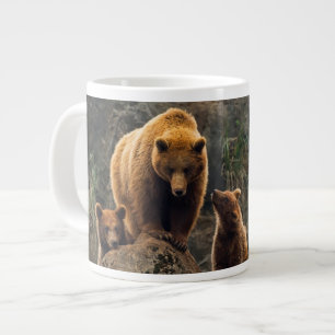 Cutest Baby Animals Brown Bear Family Large Coffee Mug