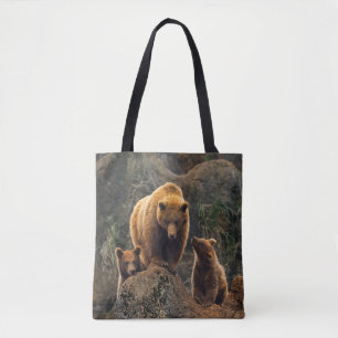 Cutest Baby Animals Brown Bear Family Tote Bag
