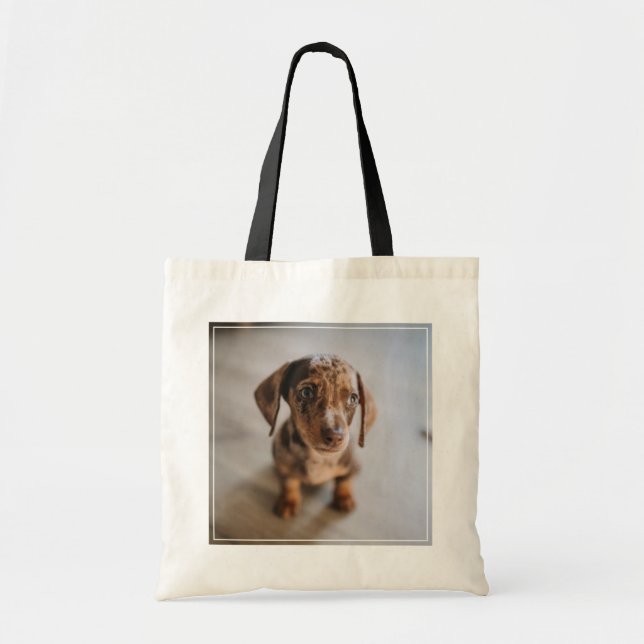 Cutest Baby Animals | Brown Dachshund Puppy Tote Bag (Front)