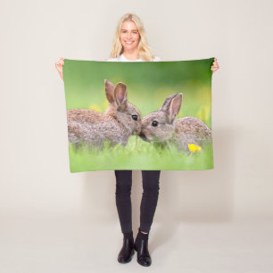 Cutest Baby Animals Bunny Kiss Fleece Blanket