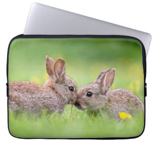 Cutest Baby Animals Bunny Kiss Laptop Sleeve