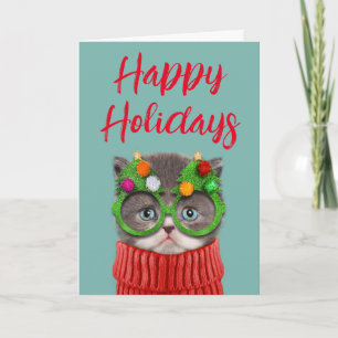 Cutest Baby Animals   Cat Christmas Sweater Card