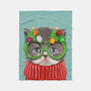 Cutest Baby Animals   Cat Christmas Sweater Fleece Blanket