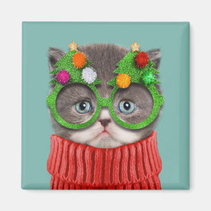 Cutest Baby Animals Cat Christmas Sweater Magnet
