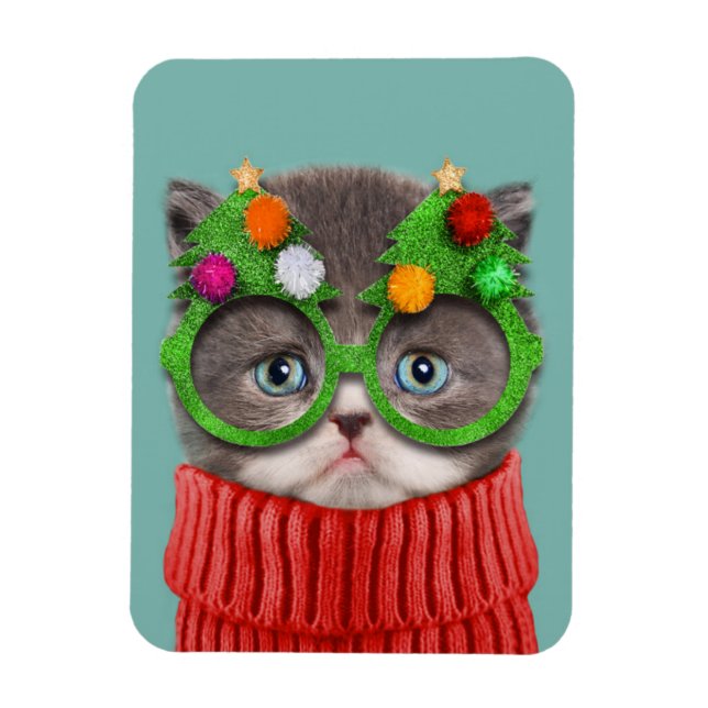 Cutest Baby Animals | Cat Christmas Sweater Magnet (Vertical)