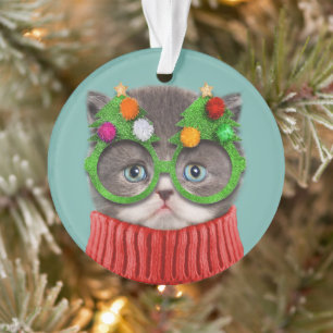 Cutest Baby Animals   Cat Christmas Sweater Ornament