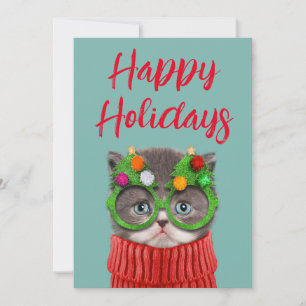 Cutest Baby Animals Cat Christmas Sweater Thank You Card