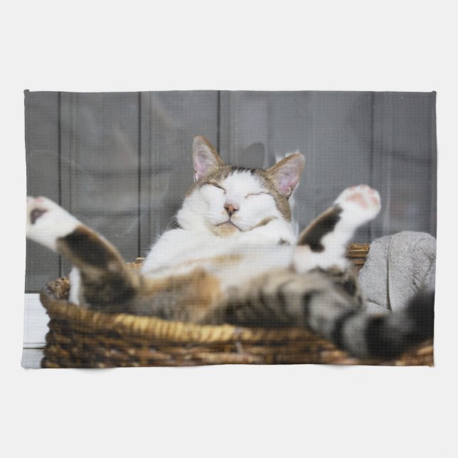 Cutest Baby Animals | Cat in Bed Tea Towel (Horizontal)