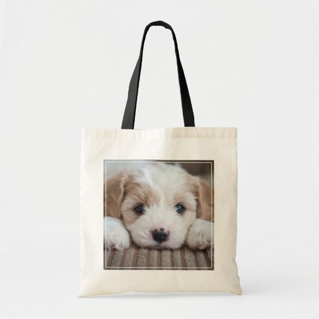 Cutest Baby Animals | Cavashon Puppy Tote Bag (Front)