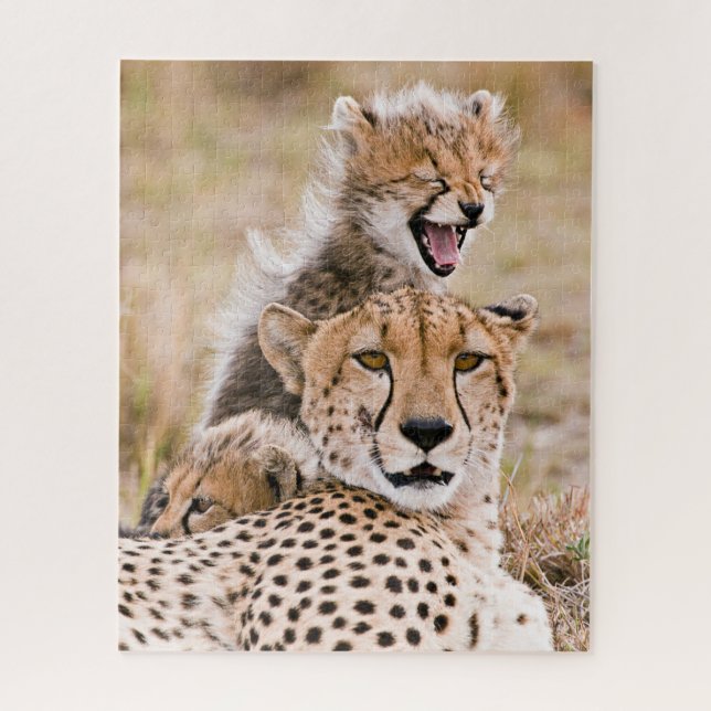 Cutest Baby Animals | Cheetah Cat & Cub Jigsaw Puzzle (Vertical)