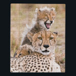 Cutest Baby Animals | Cheetah Cat & Cub Jigsaw Puzzle<br><div class="desc">This cute Getty Images photo features cheetah and young cubs in the forest at Masai Mara,  Kenya.</div>