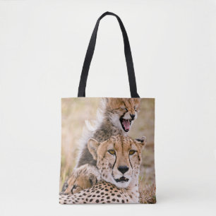 Cutest Baby Animals Cheetah Cat & Cub Tote Bag