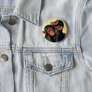 Cutest Baby Animals Chimpanzee Hug 6 Cm Round Badge