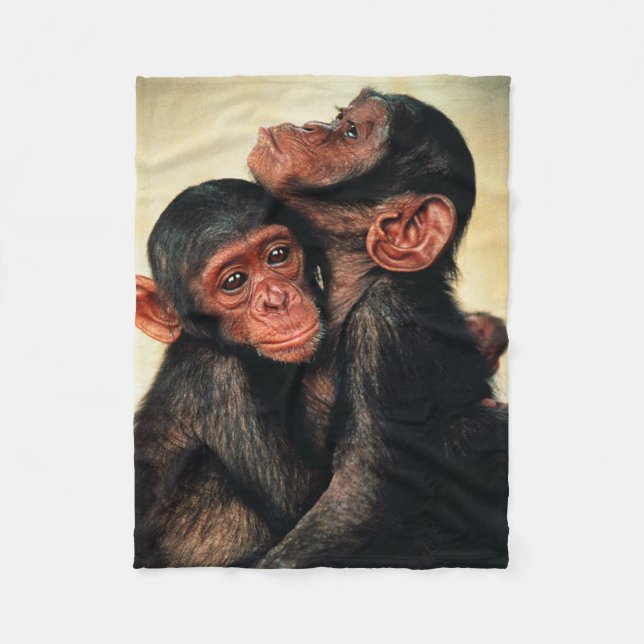 Cutest Baby Animals | Chimpanzee Hug Fleece Blanket (Front)