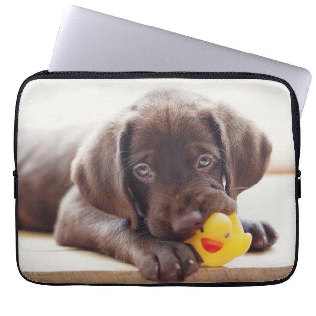 Cutest Baby Animals | Chocolate Labrador Puppy Laptop Sleeve (Front)