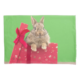 Cutest Baby Animals   Christmas Holiday Bunny Pillowcase