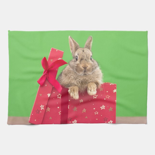 Cutest Baby Animals | Christmas Holiday Bunny Tea Towel (Horizontal)