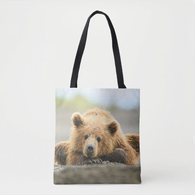 Cutest Baby Animals | Coastal Brown Bear Cub Tote Bag (Front)