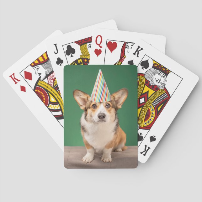 Cutest Baby Animals | Corgi Birthday Puppy Playing Cards (Back)