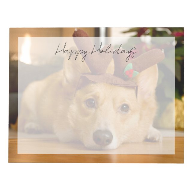 Cutest Baby Animals | Corgi Christmas Reindeer Notepad (Front)