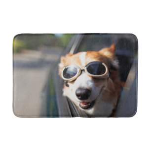 Cutest Baby Animals   Corgi Goggles in the Car Bath Mat
